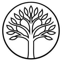 Eco Tree Icon – Minimalist Line Art Nature Vector Design for Sustainability Projects
