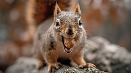 Obraz premium squirrels eat nuts