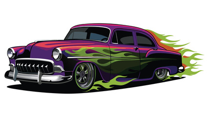 realstic  illustration of hot rod car eps on white background