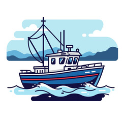 vector illustration of a ship