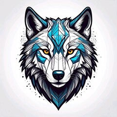 Geometric Abstract Wolf Head Vector Drawing
