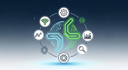 Global technology solutions it services data analytics network security concept