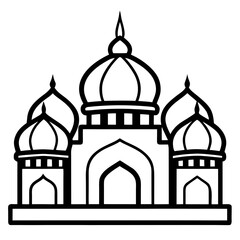 Minimal Mosque Dome Line Art