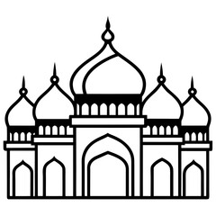 Minimal Mosque Dome Line Art