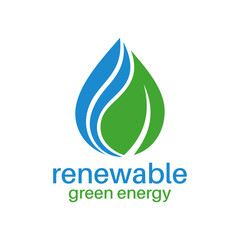 Fototapeta premium Green energy logo vector. Simple design letter icon hand draw