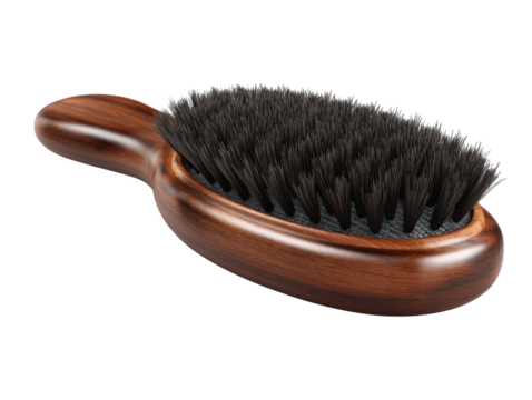 Home hair care guide key brushing techniques for healthy hair. Isolated on transparent background, png.