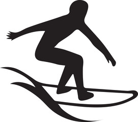 Silhouette of a Surfer Riding a Wave Artistic Representation of the Sport and Lifestyle associated with Coastal Adventures