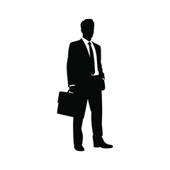 Silhouette of a businessman in a suit carrying a briefcase