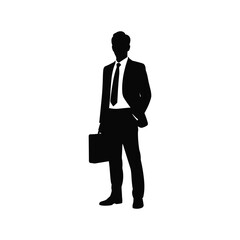 Silhouette of a businessman in a suit holding a briefcase