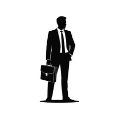 Silhouette of a businessman in a suit holding a briefcase