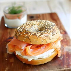 bagel with smoke salmon cream cheese
