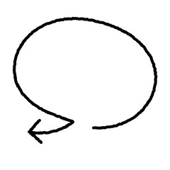 手書きの矢印吹き出し　丸い黒線	
