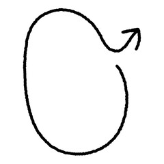 手書きの矢印吹き出し　丸い黒線	