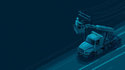 a skilled bucket truck worker performing repairs high above on power lines ensuring safety and reliability for the community during a sunny day in the city