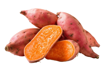 Harvesting sweet potatoes farm field food photography outdoor close-up. Isolated on transparent background, png.