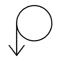 手書き風の矢印吹き出し　円形黒線