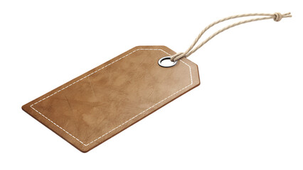 blank brown price tag isolated on transparent background