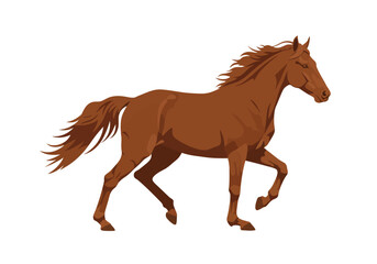 Majestic horse in motion chestnut coat gleaming
