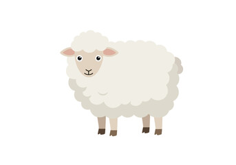 Fluffy sheep stands serenely fleece billowing