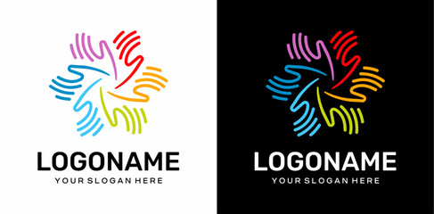 colorful hand vector logo diversity community