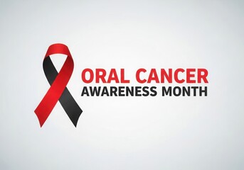 Oral cancer awareness month ribbon and text