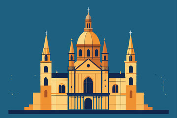 Fototapeta premium sketch of cathedral with structural annotations .eps