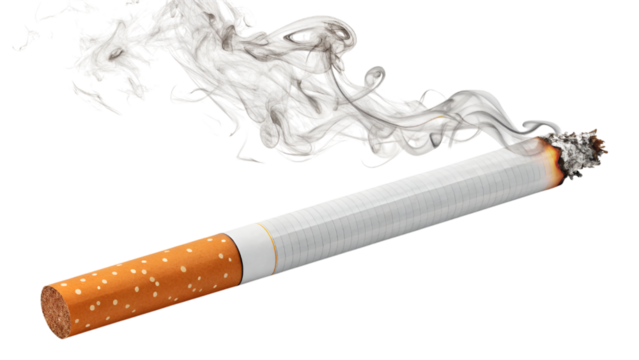 burning cigarette smoke isolated on transparent background