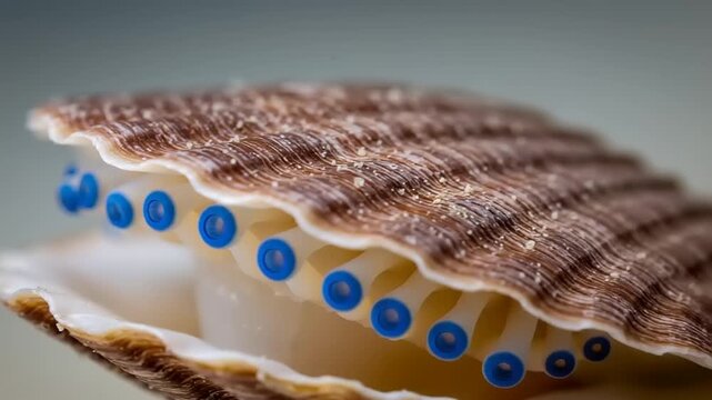Close-up of a scallop shell showcasing intricate details