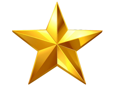 Gold Star Illustration With Gradient Effect Isolated On Transparent Background