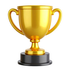 Golden Trophy Cup On Black Base Isolated On Transparent Background Award