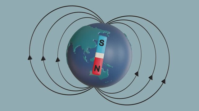 The Earth Magnetic Field in 3D Concept, The Earth Magnetic Field Animation