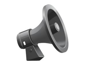 Grayscale Megaphone Icon Isolated on Transparent Background with 3D Effect and Metallic Appearance