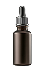 Amber dropper bottle with metallic cap on white background. Clean, luxurious look, ideal for skincare, serum, or cosmetic product branding.