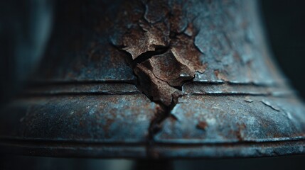 Close-up view of ancient cracked artifact showcasing detailed texture from historical craftsmanship in natural light