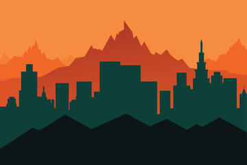 skyline as silhouette against mountain range   (1).eps