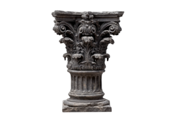 Intricate corinthian column a close-up of architectural history. Isolated on transparent background, png.