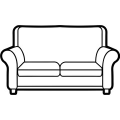 Minimalist Sofa Set Front Outline Vector