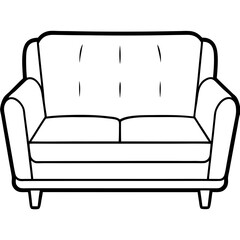 Minimalist Sofa Set Front Outline Vector