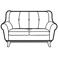 Minimalist Sofa Set Front Outline Vector