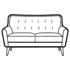 Minimalist Sofa Set Front Outline Vector