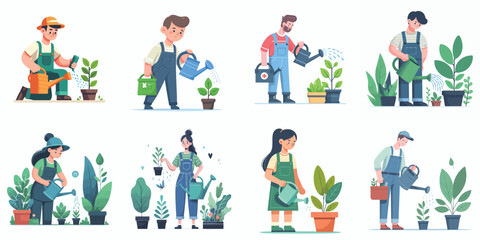  Nurturing Nature: A Vibrant Series of Illustrations of Male and Female Gardeners