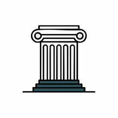 Classic Ionic Column Architectural Element with Steps