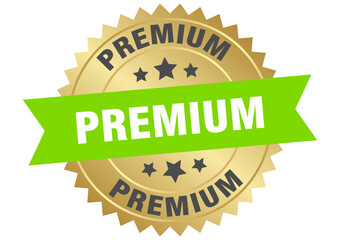 Obraz premium premium. premium round green and gold label isolated on transparent background