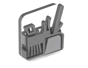 Isometric View Of A Gray Toolkit Containing Various Hand Tools Isolated On A Transparent Background