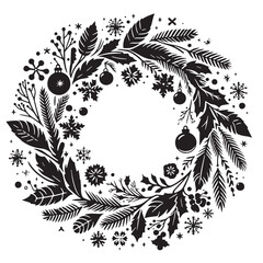 black Christmas wreath Silhouette Vector, High Quality Illustration on White Background © Craftdot