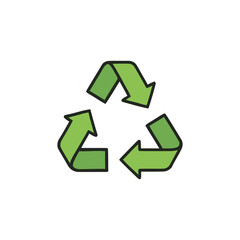 Obraz premium Green recycling symbol icon for sustainability and ecology. Environmental conservation concept with Mobius loop for waste reduction.