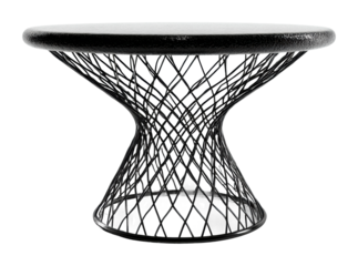 Stylish black wireframe table showcase modern home furniture design contemporary artistic view isolated on transparent background