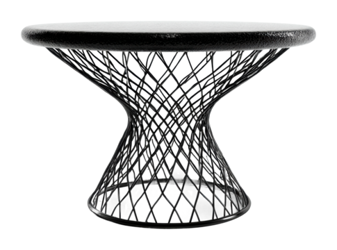 Stylish black wireframe table showcase modern home furniture design contemporary artistic view isolated on transparent background