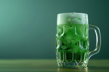 Cozy Irish Pub Saint Patrick's Day, green beer placed against a soft green background, with copy space