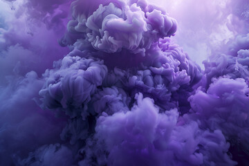 Abstract purple smoke swirling in a mesmerizing cloud formation, creating a dreamy atmosphere with soft gradients and ethereal textures, perfect for artistic backgrounds and creative projects